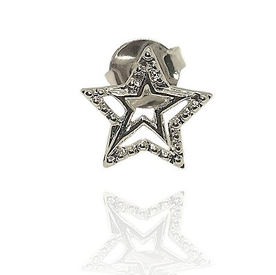 Brinco estrelas banhado ródio branco