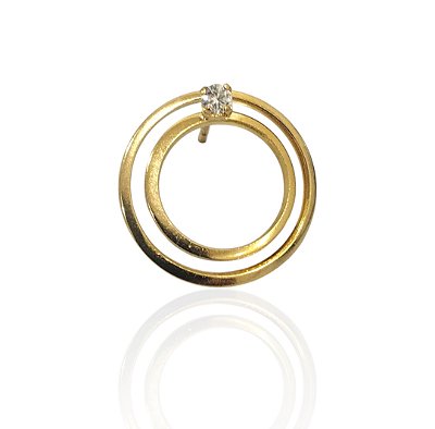 Brinco 2 círculos e 1 ponto de luz banhado ouro