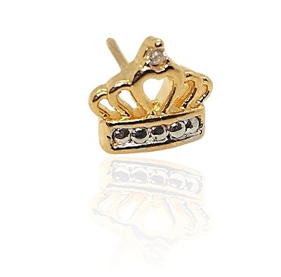 Brinco infantil coroa com zircônia e ródio banhado ouro