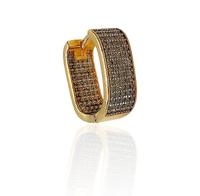 Brinco argola larga cravejado dentro e fora  cristal ou verde banhado ouro