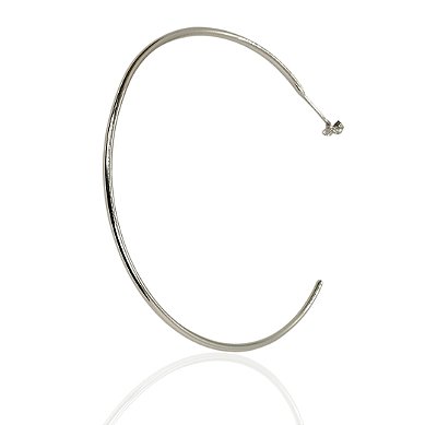 Brinco argola 60mm com tarraxa fio 1,5mm banhado prata