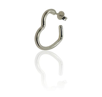 Brinco Brinco argola coração 20mm com tarraxa banhado prata