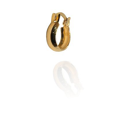 Brinco argola oval larga 10mm banhado ouro