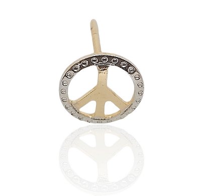 Brinco paz círculo prata  símbolo banhado ouro