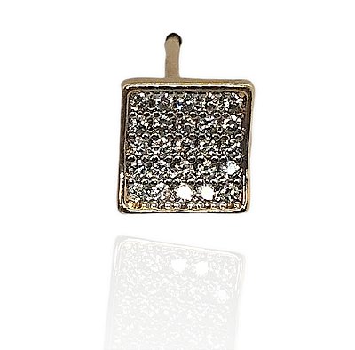 Brinco quadrado côncavo cravejado banhado ouro