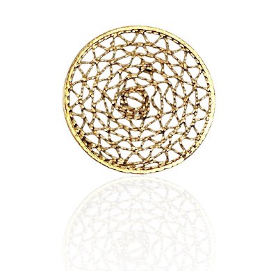 Brinco círculo teia banhado ouro