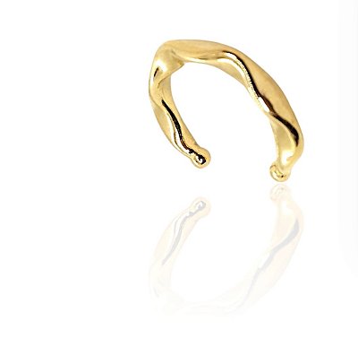 Brinco argola pentagonal piercing fake banhado ouro -1pç