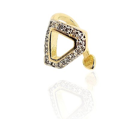 Brinco escudo vazado cravejado piercing fake banhado ouro-1pç