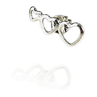 Brinco 3 corações banhado prata