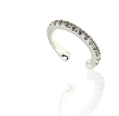 Brinco argola cravejado piercing falso banhado prata - 1pç
