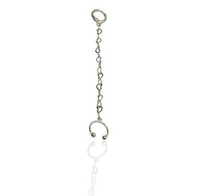Brinco argola com elos de coração ear cuff banhado prata