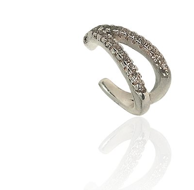 Brinco argola dupla separadas piercing fake banhado prata - 1pç