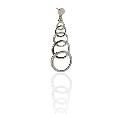 Brinco 5 aros graduais interligados banhado prata