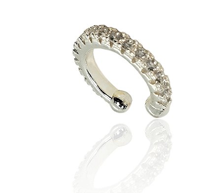 Brinco argola piercing fake cravejado banhado prata - 1pç