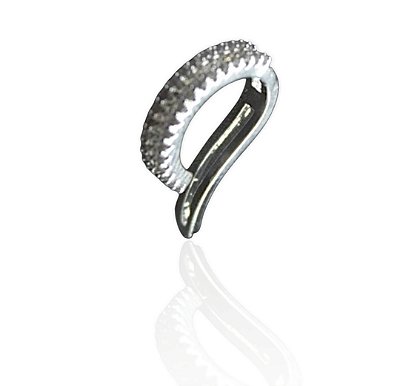 Brinco interrogação cravejado piercing fake banhado prata - 1pç