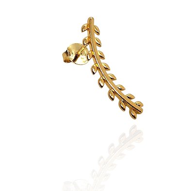 Brinco folhas de louro banhado ouro