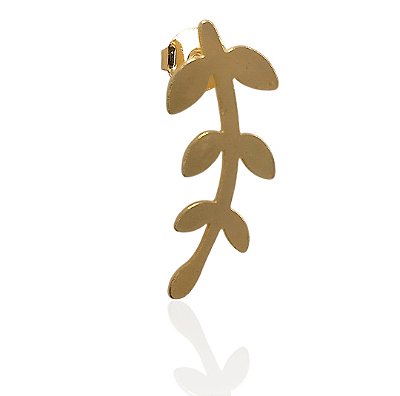 Brinco folhas de louro banhado ouro