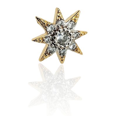 Brinco sol cravejado banhado ouro