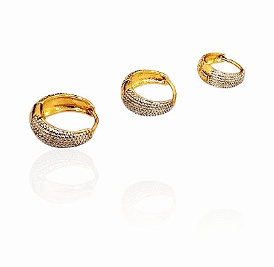 Conjunto brinco 3 argolas ródio 10mm,13mm,16mm banhado ouro