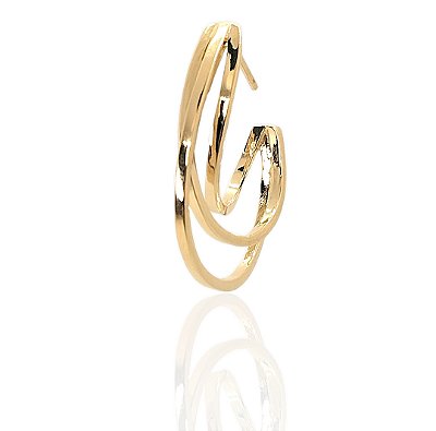 Brinco lua 3 fios banhado ouro