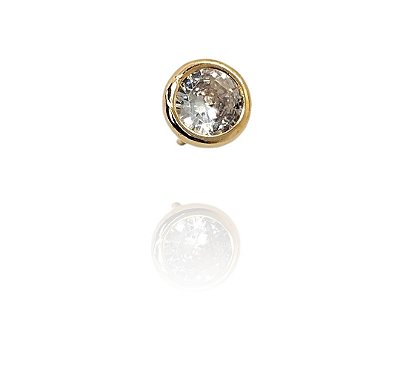 Brinco ponto de luz zircônia 6mm banhado ouro