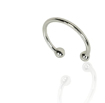 Brinco argola lisa esferas nas pontas piercing fake banhado prata - 1pç