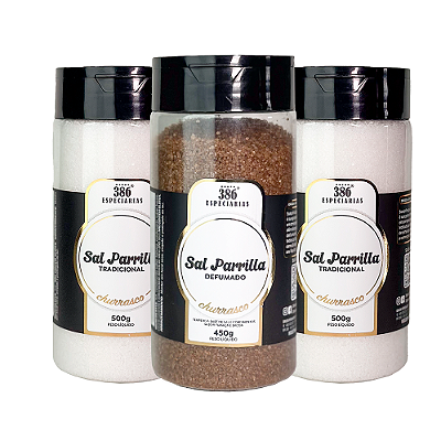 Combo com 2 unidades de Sal de Parrilla Tradicional e 1 Sal de Parrilla Defumado
