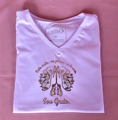 T-Shirt  Ho'oponopono (Bordada com Pérola)  Sinto Muito, Me Perdoe, Te Amo, Sou Grata