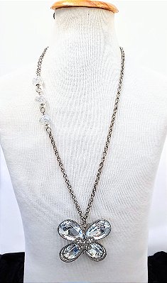 Colar Longo Borboleta Cristal.
