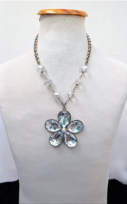 Colar Curto Flor Cristal.