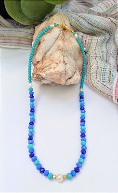 Colar Curto Azul Misturas.