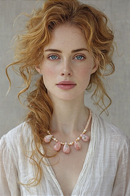 Colar Curto Rodocrosita Mesclado.