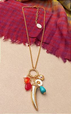 Colar Curto Dente Dourado.