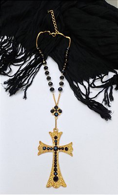 Colar Curto Cruz Black.