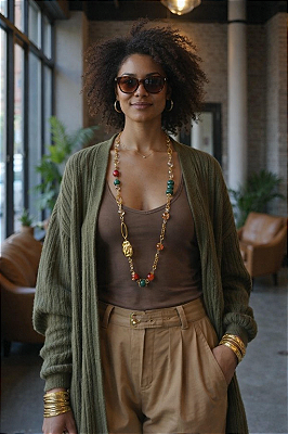 Colar Longo Verde Red.