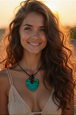 Colar Curto Coração Mesclado.