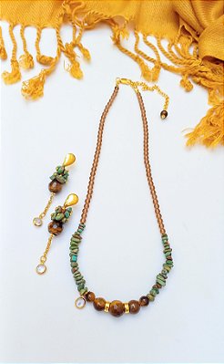 Colar Curto Amazonita Olho de Tigre.