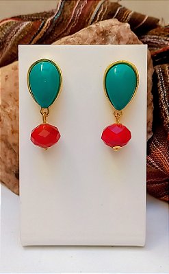Brinco Gota Turquesa Esverdeada.