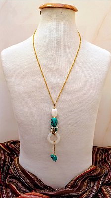 Colar Comprido Verde Madrepérola.