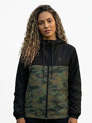 Jaqueta Corta Vento Camuflada Verde e Preto Viet