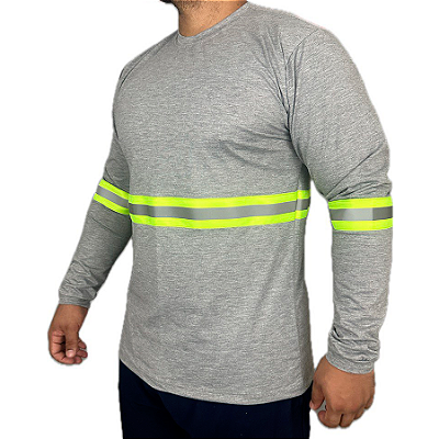 Camiseta Manga Longa Faixa Refletiva Construção Rodovia Obra