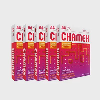 KIT 5 Papel Sulfite A4, 75g, 210mmx297mm - Chamex 5Un 500 Fls