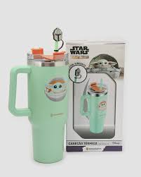 Caneca Térmica Star Wars Com Canudo e Pingente 1,15L