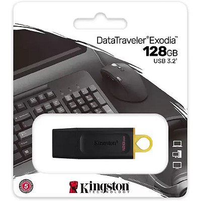 PEN DRIVE USB 3.2 DATATRAVELER EXODIA PRETO - 128GB - KINGSTON