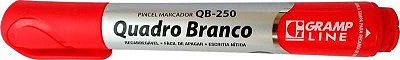 MARCADOR QUADRO BRANCO RECARREGÁVEL COM TINTA VERMELHO QB-250 CAIXA COM 12 UNIDADES - GRAMP LINE