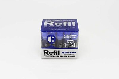 REFIL P/ MARCADOR QUADRO BRANCO QB-550R 5,5ML TINTA AZUL C/20UNID - GRAMP LINE