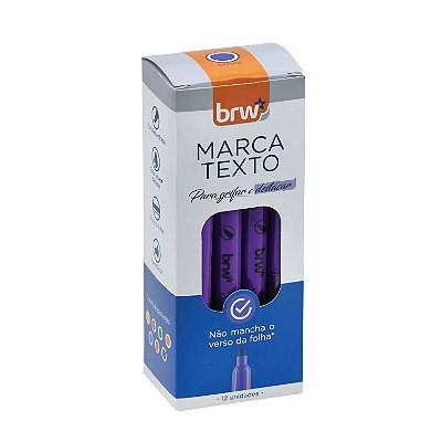 MARCA TEXTO FLUORESCENTE ROXO - CAIXA COM 12 UNIDADES - BRW