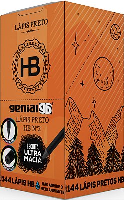 LÁPIS HB PRETO DE RESINA PLÁSTICA RECICLADA SEXTAVADO CX /144UN GENIAL LINE - GRAMP LINE