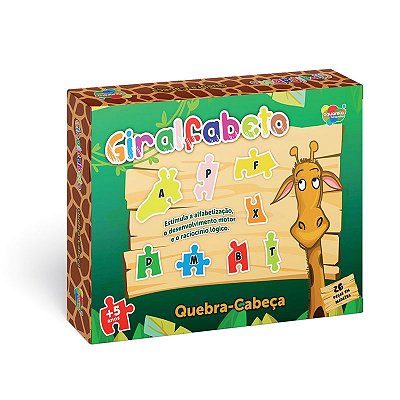 QUEBRA-CABEÇA GIRALFABETO 26 PEÇAS EM MADEIRA - AQUARELA BRINQUEDOS