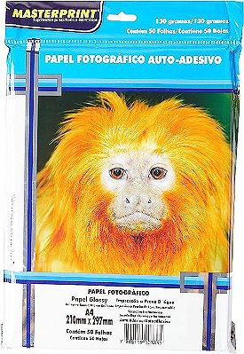 PAPEL FOTOGRÁFICO AUTO-ADESIVO A4 210MMX297MM 130G EMBALAGEM COM 50 FOLHAS - MASTERPRINT